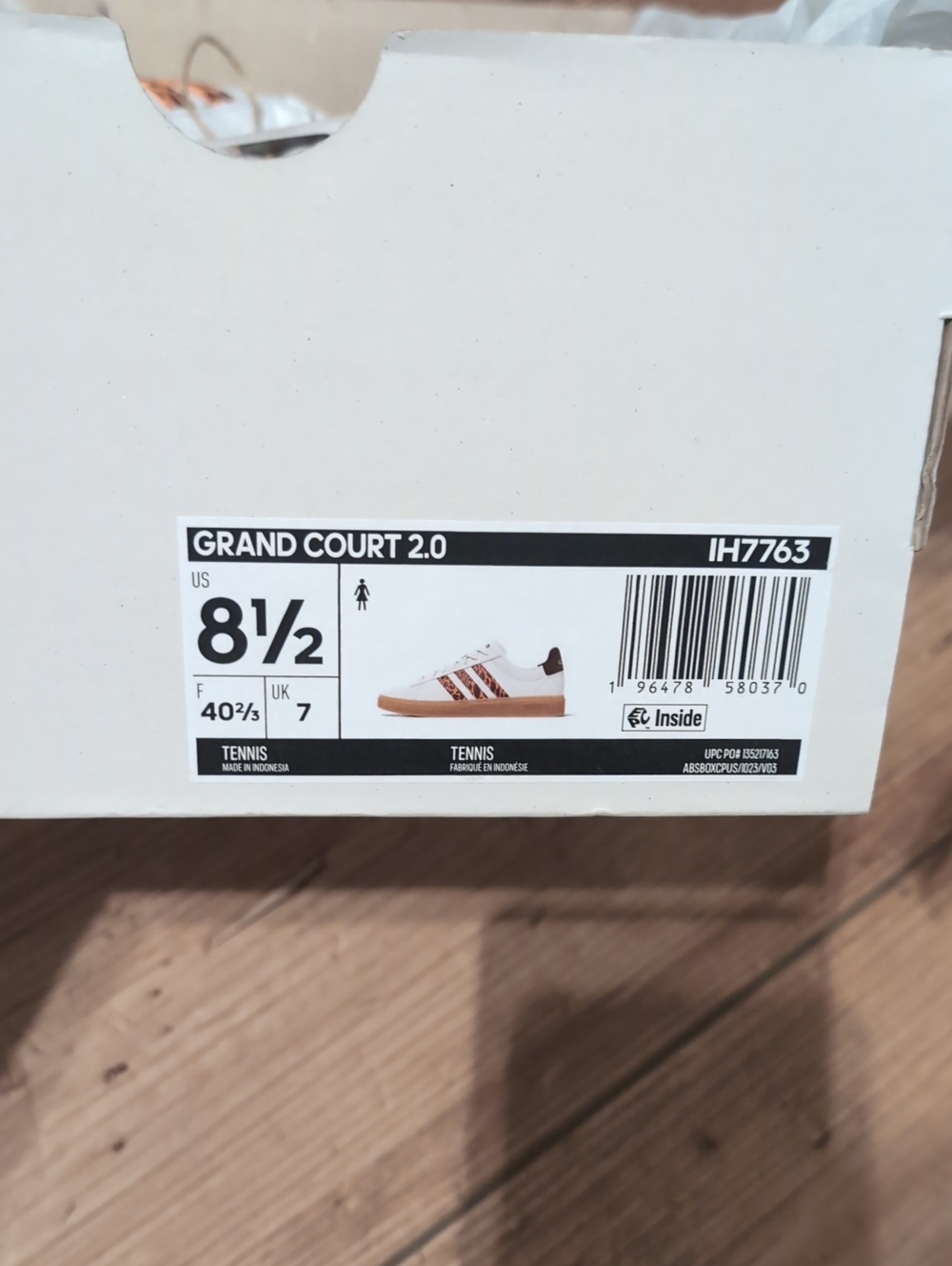 Adidas White Sneakers with Leopard Stripes and - Picture 2 of 7